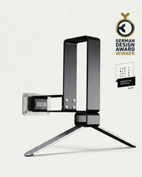 Suitbase Pro black wall-mounted helmet holder, winner of the German Design Award and Iconic Awards 2022